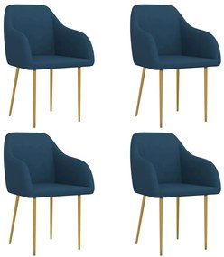 vidaXL Cadeiras de jantar 4 pcs veludo azul