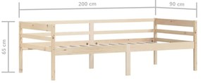 Estrutura de cama 90x200 cm pinho maciço