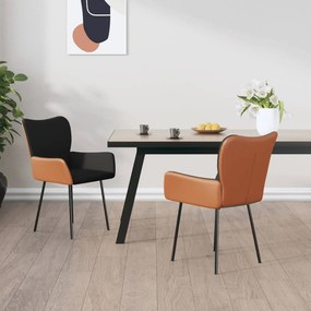 vidaXL Cadeiras de jantar 2 pcs tecido/couro artificial preto