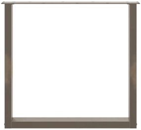 Pés para mesa de jantar em formato de U, 3 peças, aço natural, 90x(72-