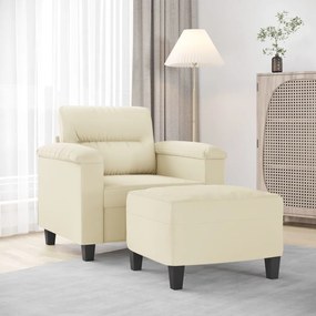 vidaXL Poltrona com apoio de pés couro artificial 60 cm cor creme