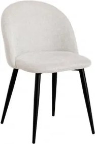 Pack De 4 Cadeiras De Jantar Estofadas E Em Aço Kana Negro & Tecido Branco Quebrado - Sklum