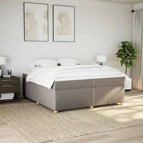 Cama com molas/colchão 200x200 cm tecido castanho-acinzentado