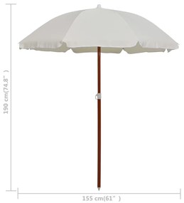 Guarda-sol de jardim com poste de aço 180 cm cor areia