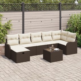 Conjunto de Sofá de Jardim vidaXL 8 Peças com Almofadas Castanho de Ra
