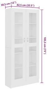 Armário vitrine 82,5x30,5x185,5cm derivados de madeira branco