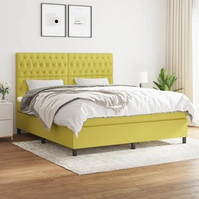 vidaXL Cama com molas/colchão 180x200 cm tecido verde
