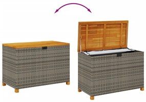 Caixa arrumação jardim 110x55x63 cm vime PE/acácia maciça cinza