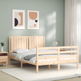 Estrutura de cama com cabeceira 140x190 cm madeira maciça