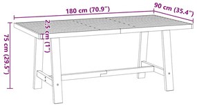 Mesa de jantar NOAIN Pernas em forma A 180x90x75cm pinho maciço