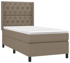 Cama box spring + colchão/LED 80x200cm tecido cinza-acastanhado