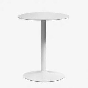 Mesa De Jantar Redonda Em Mdf E Ferro Yvetta Branco & Ø60 Cm & Branco - Sklum