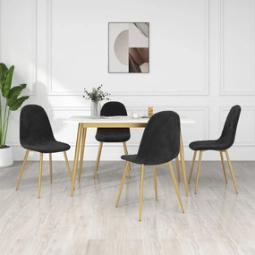 vidaXL Cadeiras de jantar 4 pcs veludo preto