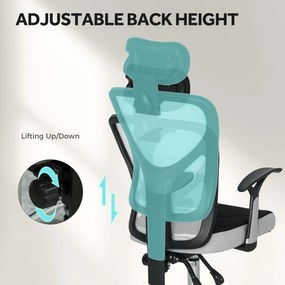 Cadeira de Escritório com Função Reclinável Apoio para a Cabeça e Suporte Lombar 62x67x108-118 cm Cinza