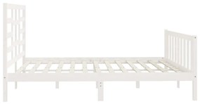 Estrutura de cama super king pinho maciço 180x200 cm branco