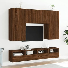 Móveis parede TV 2pcs 100x30x30 deriv.madeira carvalho castanho