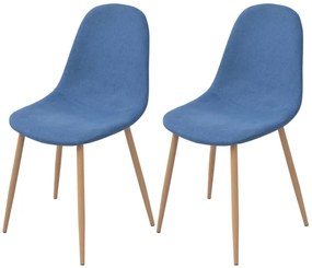 vidaXL Cadeiras de jantar 2 pcs tecido azul