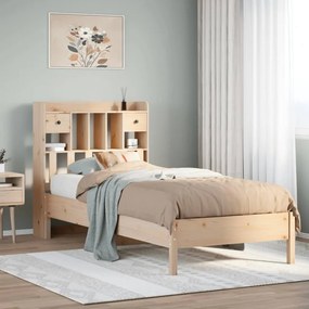 vidaXL Cama com estante sem colchão 90x200 cm pinho maciço