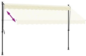 Toldo retrátil 350x150 cm tecido e aço cor creme