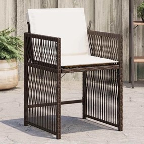 vidaXL Cadeiras de jardim com almofadões 4 pcs vime PE castanho