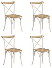vidaXL Cadeiras costas em cruz 4 pcs madeira mangueira maciça branco