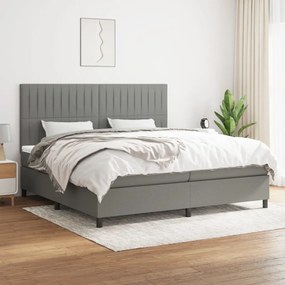 vidaXL Cama com molas/colchão 200x200 cm tecido cinzento-escuro
