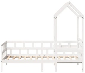 Sofá-cama com telhado 80x200 cm madeira de pinho maciça branco