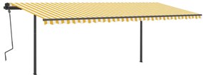 Toldo retrátil automático com postes 6x3,5 m amarelo e branco