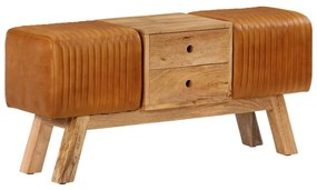 Boque 107 cm couro de cabra genuíno/mangueira maciça castanho