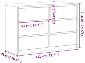 Cómoda SAUDA 111x43x73,5 cm pinho maciço cor carvalho