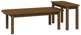 2 pcs conjunto de mesas de centro pinho maciço castanho mel