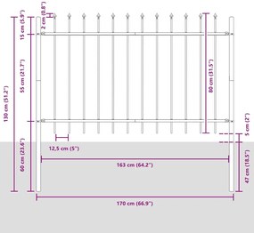 Cerca de Jardim Branca com Topo de Lança - 1,7 x 0,8 m - Aço