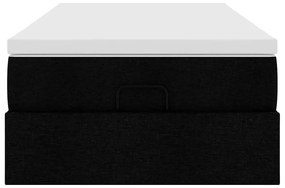 Estrutura de cama otomana com colchão preto tecido