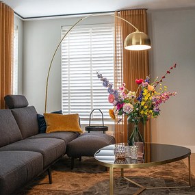 Candeeiro de pé arqueado em latão com base em mármore branco ajustável - XXL