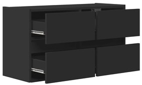 Móvel de parede para TV com luzes LED 80x31x45 cm preto