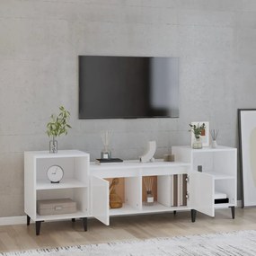 Móvel de TV 160x35x55 cm derivados de madeira branco brilhante