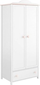 Roupeiro Elblive 130, Cor-de-rosa claro, Branco, 196x85x52cm, 73 kg, Portas para roupeiro: Com dobradiças, Número de prateleiras: 3, Número de prateleiras: 3