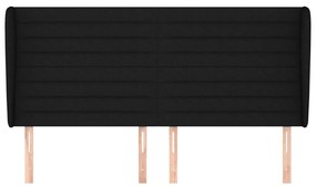 Cabeceira de cama c/ abas tecido 183x23x118/128 cm preto