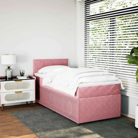 Cama com molas/colchão 90x200 cm veludo rosa