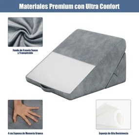 Almofada triangular de espuma para cama e sofá Almofada triangular com capa removíve cinzento