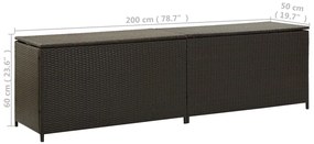 Caixa de arrumação para jardim 200x50x60 cm vime PE castanho