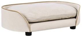 PawHut Sofá para Cães e Gatos 66x43x19,5 cm Veludo Almofada Removível e Capa Lavável Bege | Aosom Portugal