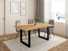 Suporte - Pés - Base - Apoio - Em forma de U - Pés de mesa em madeira maciça - Sala de estar - Sala de jantar - Escritório - Preto lacado - 70x71cm