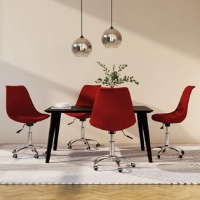 vidaXL Cadeiras de jantar giratórias 4 pcs tecido vermelho tinto