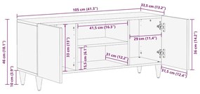 Móvel de TV 105x33,5x46 cm madeira de mangueira maciça