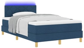 Cama Box Spring com Colchão e LED Azul 120x200 cm Tecido