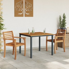 Mesa de Jardim vidaXL 90x90x75 cm em Madeira de Acácia Sólida e Metal
