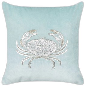 Conjunto de 2 almofadas decorativas com motivo de caranguejo em veludo azul 45 x 45 cm BOSSIELLA Beliani