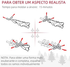 HOMCOM Árvore de Natal 210 cm Árvore de Natal Artificial Nevada com 18