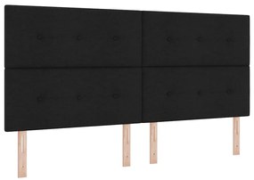 Cama Box com Colchão e Banco Preto 200x200 cm Tecido